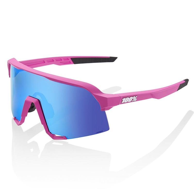 Ride 100% Cycling Sunglasses S3 HiPER Blue Multilayer Mirror Lens Matte Pink 